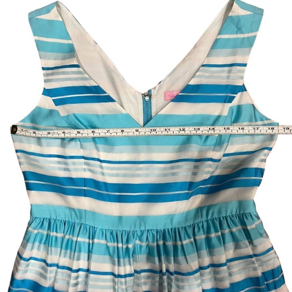 Lilly Pulitzer Kiera Turquoise Striped Fit and Flare Dress - Picture 6 of 11